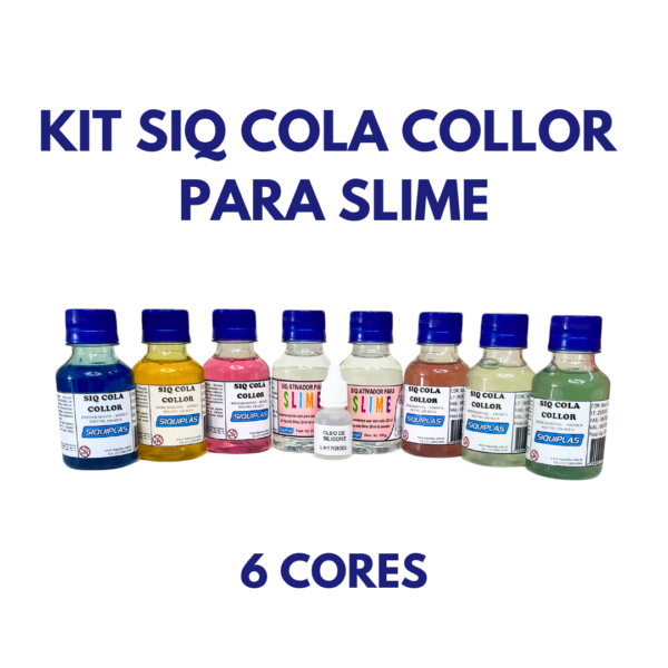 Kit Siq Cola Collor p/ Slime - 6 Cores